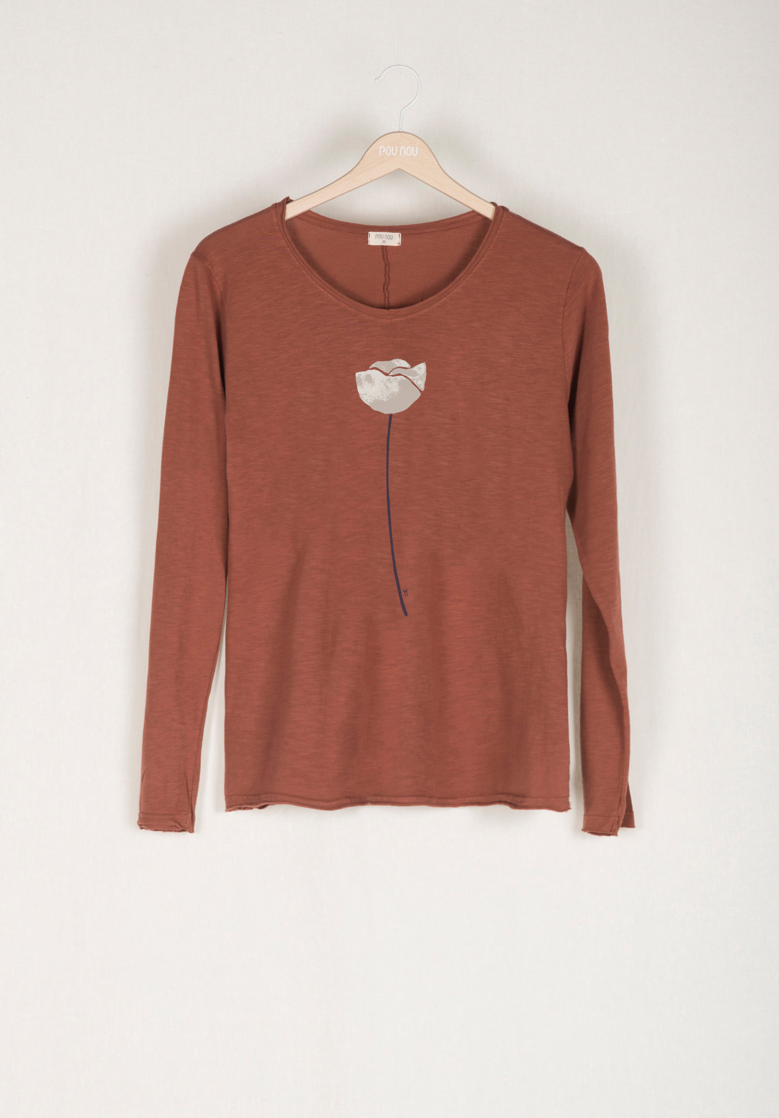 Long-sleeved cotton T-shirt delicate flower