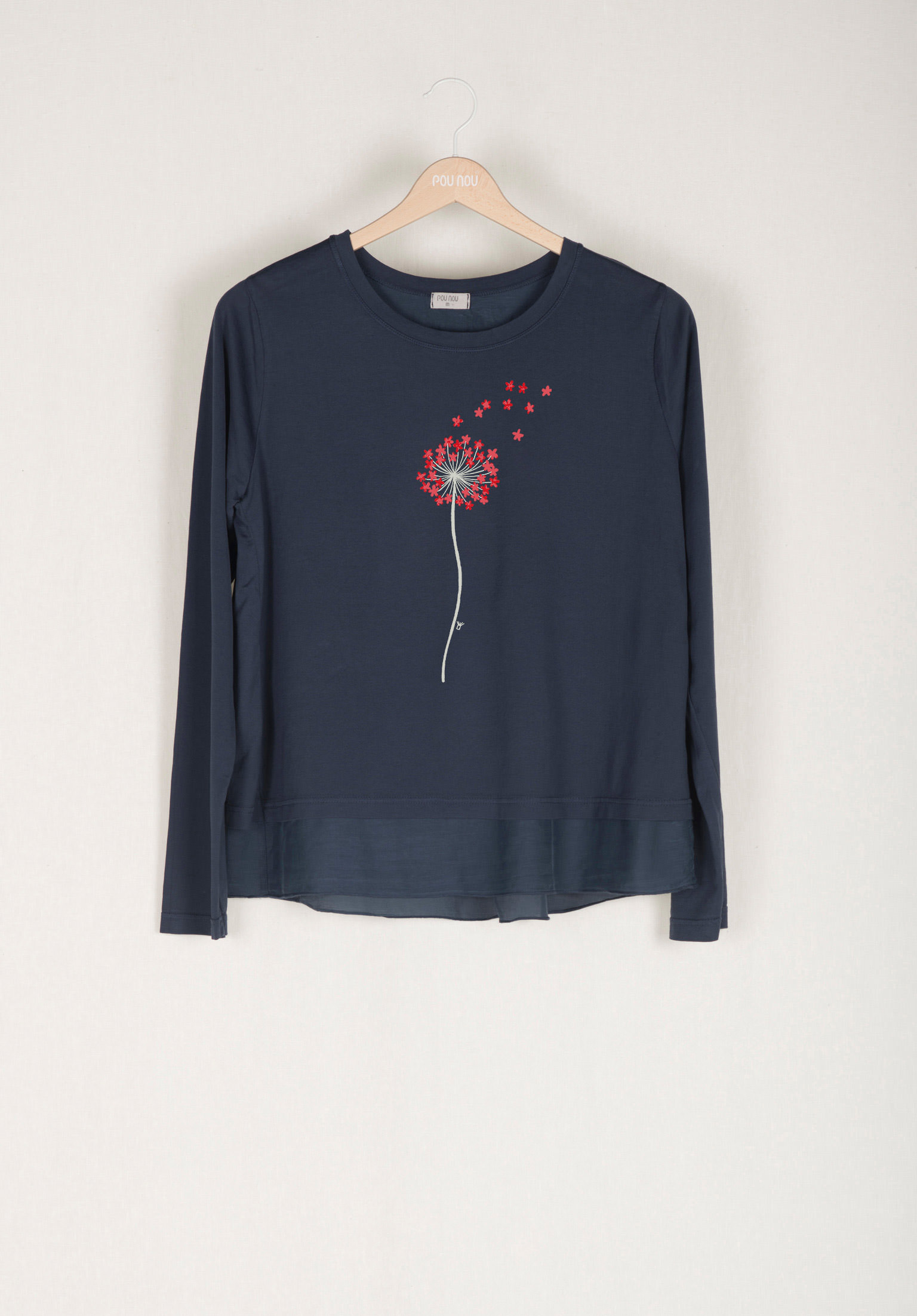 Long-sleeved cotton and silk T-shirt windy