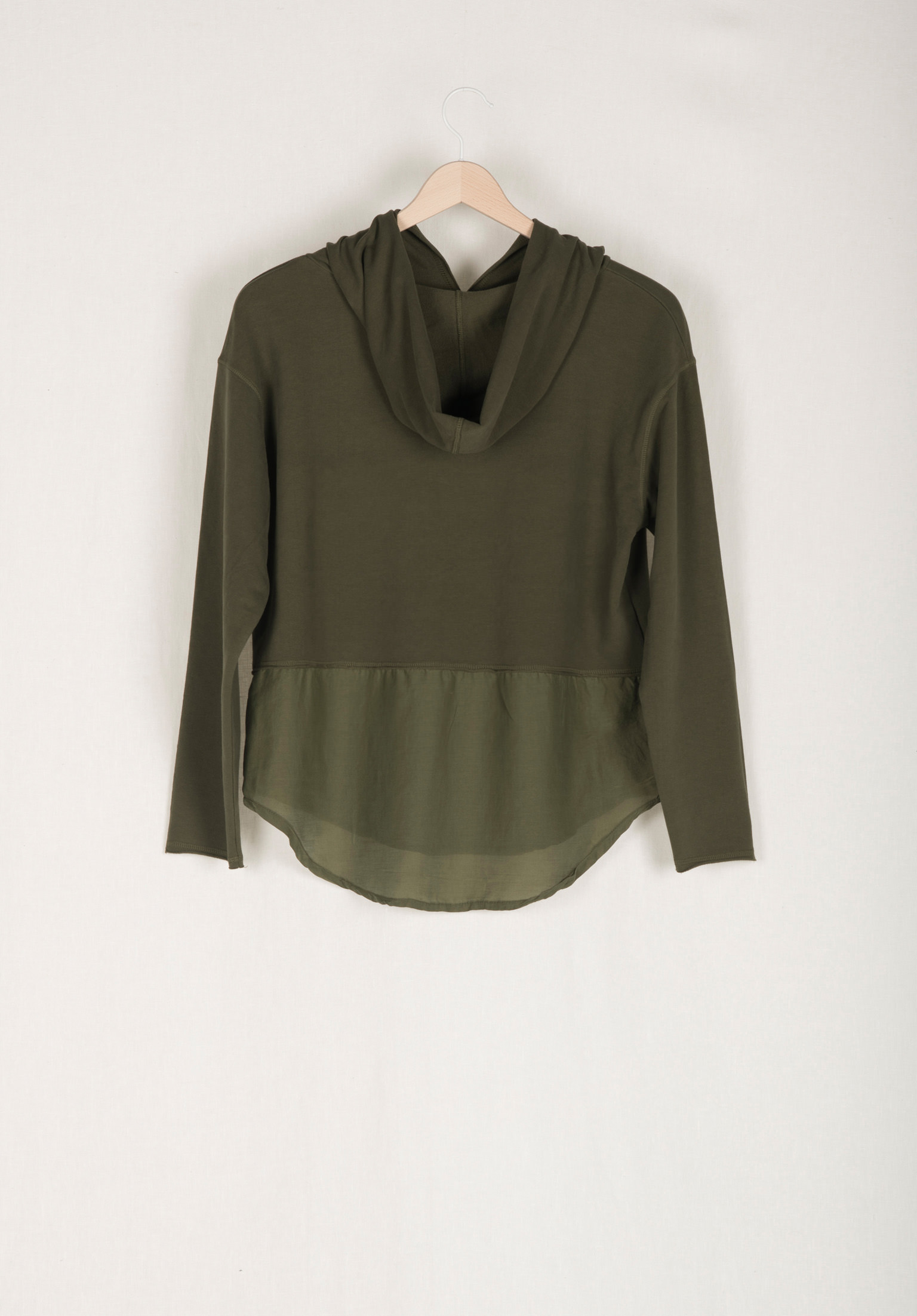 Cotton and silk sweatshirt with hood 