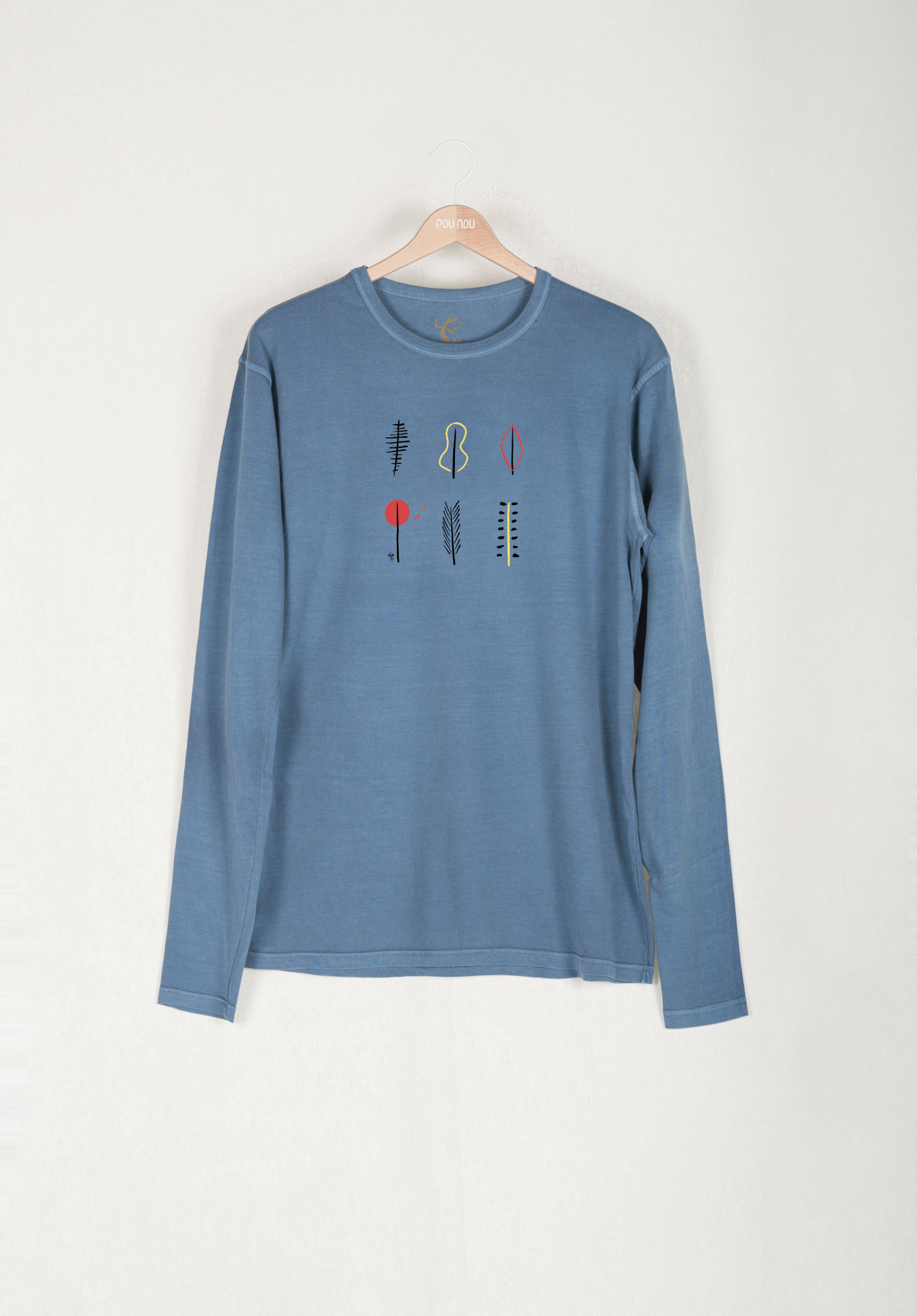 Basic long-sleeved T-shirt ethnic flowers