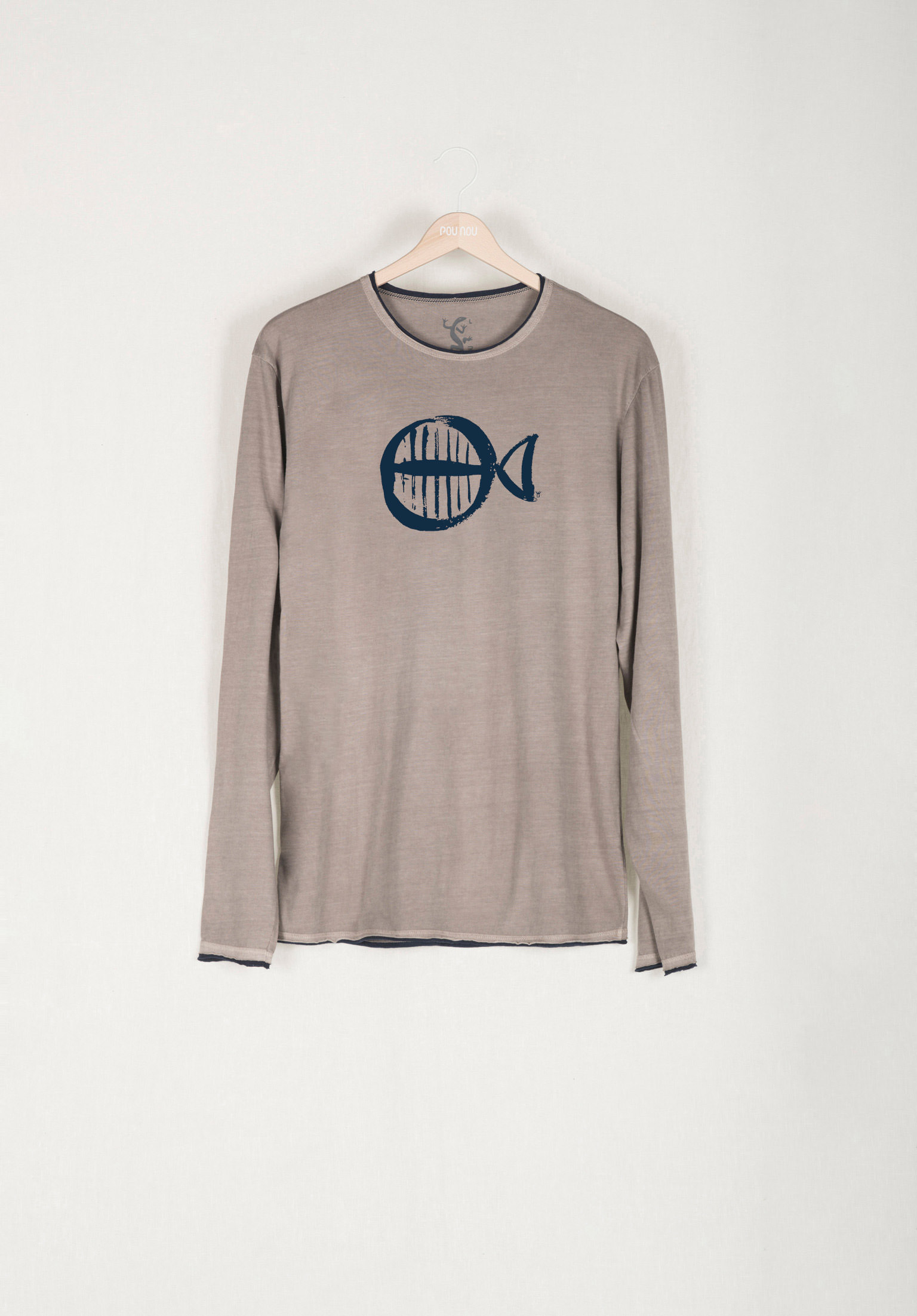 Camiseta manga larga de algodón rollie pez parche